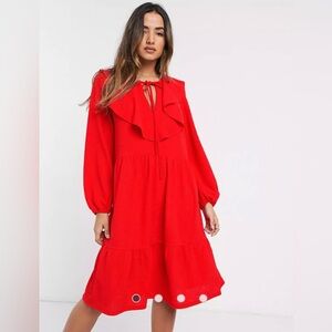 ASOS DESIGN frill collar midi smock dress